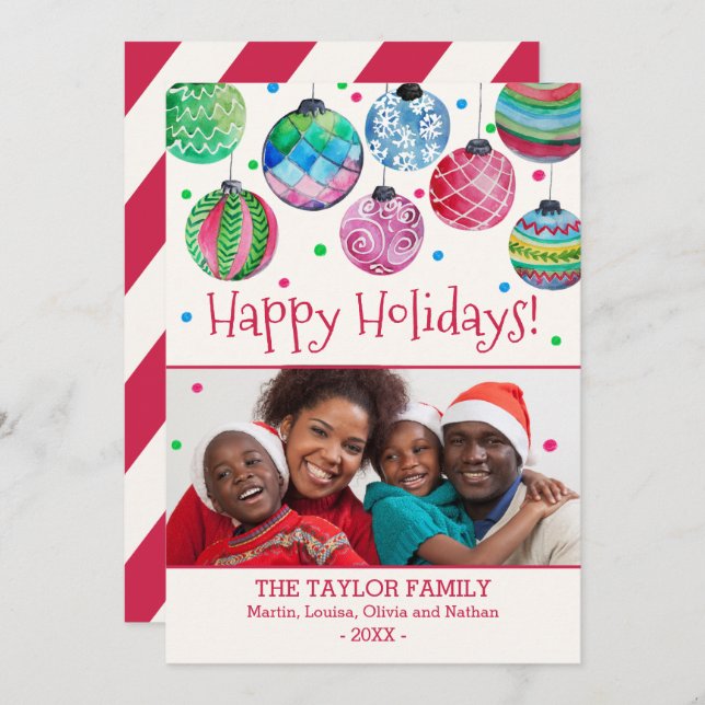 Helgdag Ornaments julfoto Julkort (Fram/baksida)