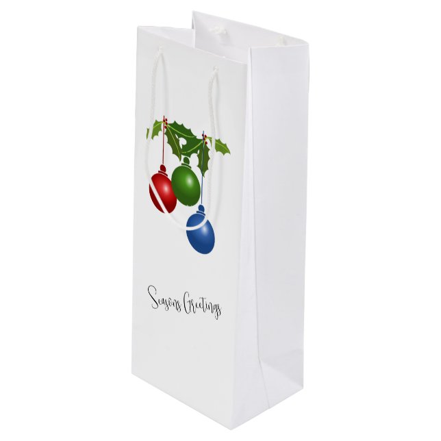 Helgdag Ornamet och Holly Vin Gift Bag (Framsidan Vinklad)
