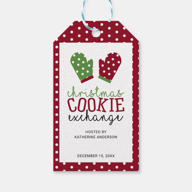 Helgdag Oven Mitts i Party i jul Cookie Exchange Presentetikett (Framsidan)