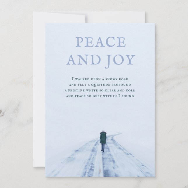 Helgdag på Snowy Road Peace Dikt Card Julkort (Framsida)