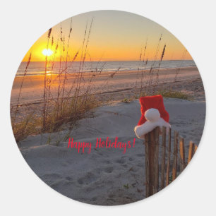 Helgdag på strandscenen Amelia Island Runt Klistermärke