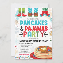 Helgdag Pancake och Pajamas Birthday bjudande