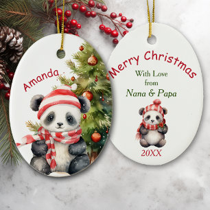Helgdag Panda Bear Granddotter Julgransprydnad Keramik