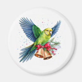 Helgdag Parakeet och Klockor Magnet