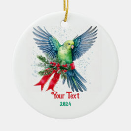 Helgdag Parakeet och Red jul Ribbon Julgransprydnad Keramik