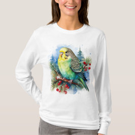 Helgdag Parakeet vid Gräs Gren med Berries T Shirt