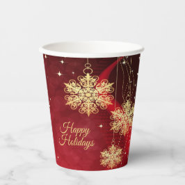 Helgdag Party i julklapp Red Golden Snöflingor