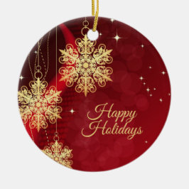 Helgdag Party i julklapp Red Golden Snöflingor Julgransprydnad Keramik