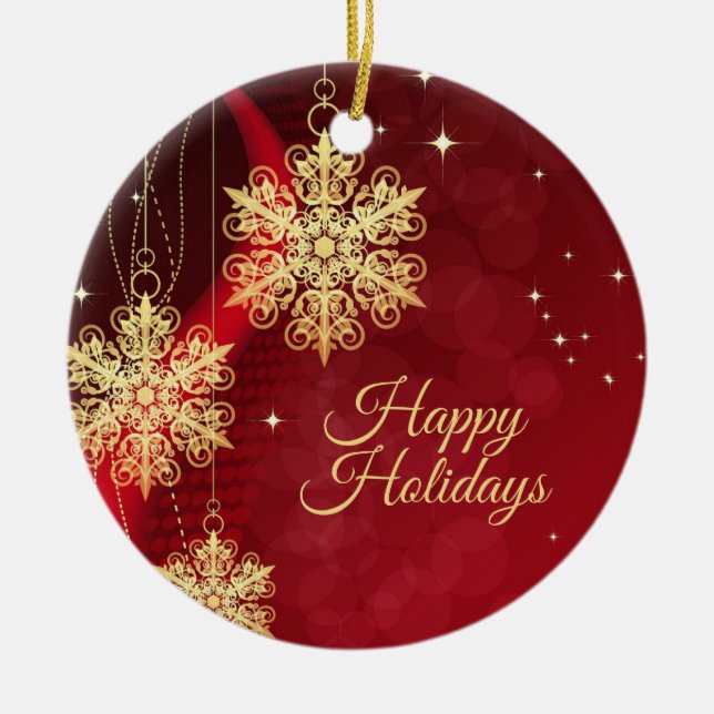 Helgdag Party i julklapp Red Golden Snöflingor Julgransprydnad Keramik (Framsidan)