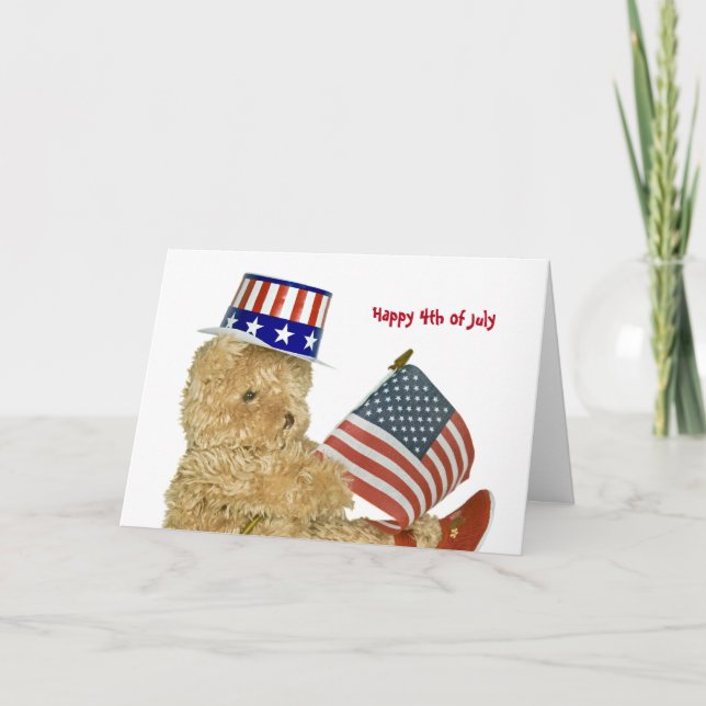 Helgdag Patriotisk Nalle Kort (Framsida)