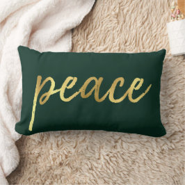 Helgdag Peace | Faux Gold Foil Calligraphy Grönt Lumbarkudde