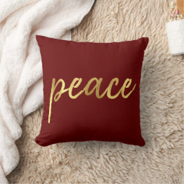 Helgdag Peace | Faux guldfoil Calligraphy Red Kudde