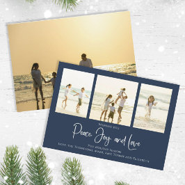 Helgdag Peace Joy Kärlek Elegant Snöflingor 4 Phot Julkort