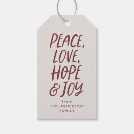 Helgdag peace kärlek hoppas att juljulen blir röd presentetikett