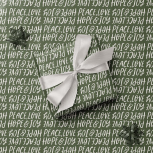 Helgdag peace kärlek hoppas på en grönt av glädje presentpapper