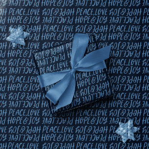 Helgdag peace kärlek hoppas på en marin blåblå jul presentpapper