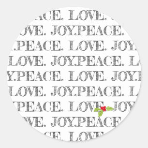 Helgdag Peace Kärlek Joy jul Holly Text Roligt Runt Klistermärke
