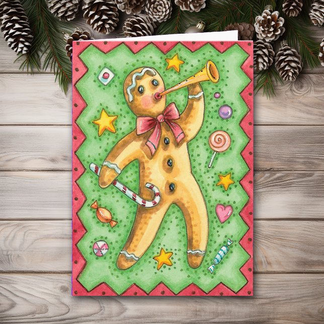 Helgdag Pepparkaksgubbe Retro-julkort Helgkort (Skapare uppladdad)