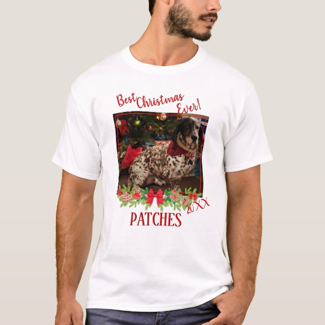 Helgdag Pet Photo Template God jul någonsin T Shirt (Framsida)