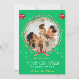 Helgdag Photo Collage (Blommigt för julfärgsfärg) Inbjudningar