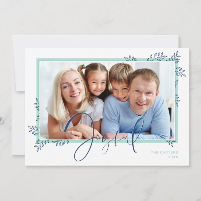 HELGDAG PHOTO elegant botaniskt mynta glatt Julkort (Framsida)