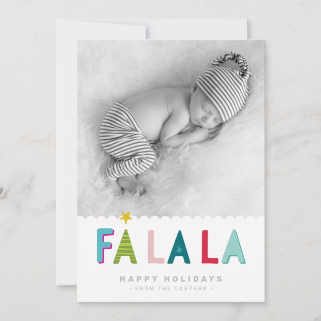 HELGDAG PHOTO fa la la bold bright-färgat citat Meddelande (Framsida)