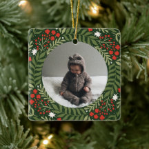 Helgdag Photo Festive Blommigt Ceramic Ornament