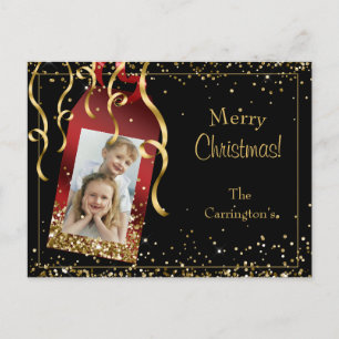 Helgdag Photo Guld Glitter-skript jul Vykort