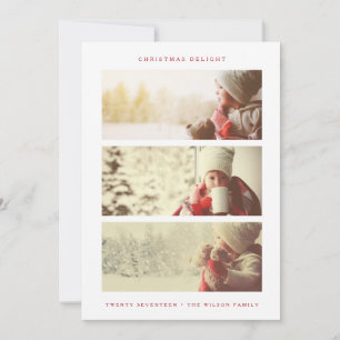 HELGDAG PHOTO-KORT   Modern minimal röd jul Julkort