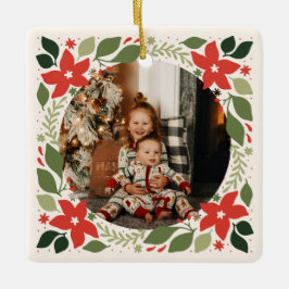 Helgdag Photo Poinsettia Ceramic Ornament