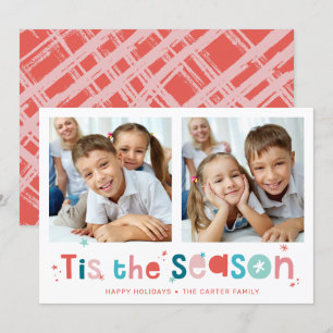 HELGDAG PHOTO-roligtens citat är säsongsfoto 2 Julkort