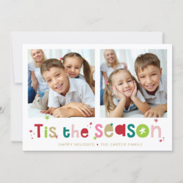 HELGDAG PHOTO-roligtens citat är säsongsfoto 2 Julkort