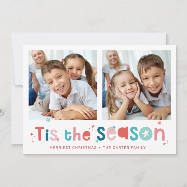 HELGDAG PHOTO-roligtens citat är säsongsfoto 2 Julkort (Framsida)