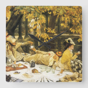 Helgdag, Picknick av James Tissot, Viktoriansk Kon Fyrkantig Klocka