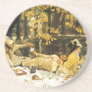 Helgdag, Picknick av James Tissot, Viktoriansk Kon Underlägg Sandsten
