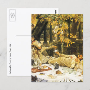 Helgdag, Picknick av James Tissot, Viktoriansk kon Vykort