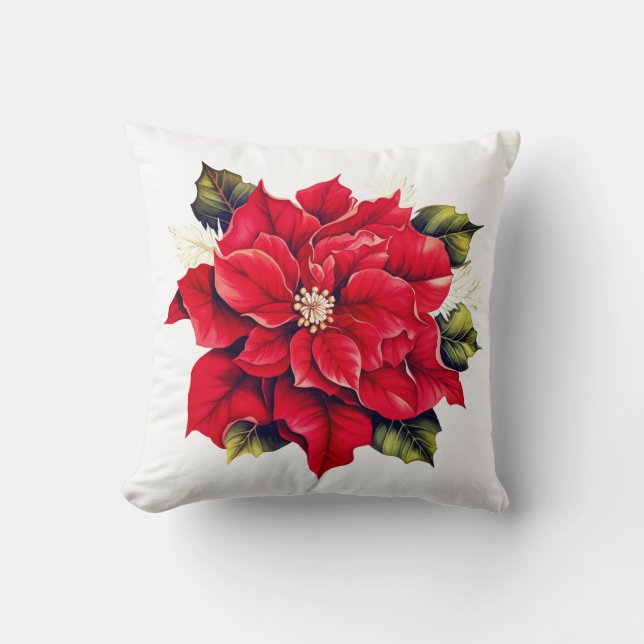 Helgdag Pillow-Poinsettia Kudde (Framsida)