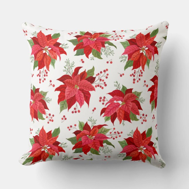 Helgdag Pillow Poinsettia Kudde (Framsida)