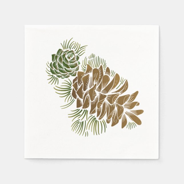 Helgdag Pinecone Papper Napkins Pappersservett (Framsidan)