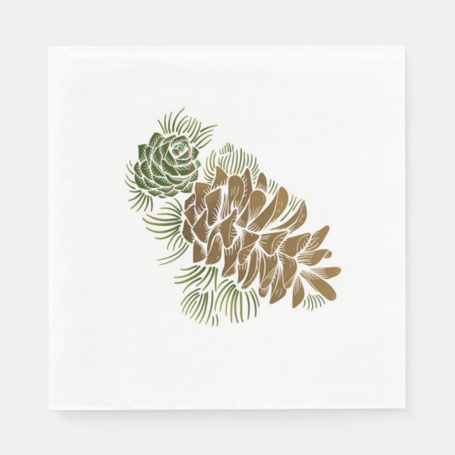 Helgdag Pinecone Papper Napkins Pappersservett (Framsidan)