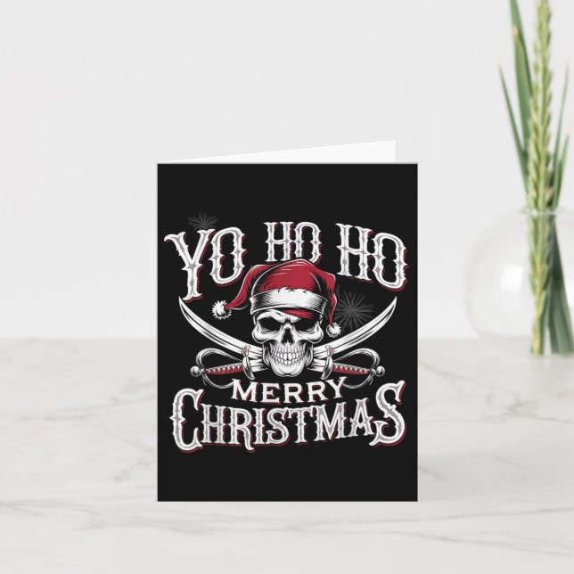 Helgdag Pirat Yo Ho Ho God jul Santa Hat Kort (Framsida)