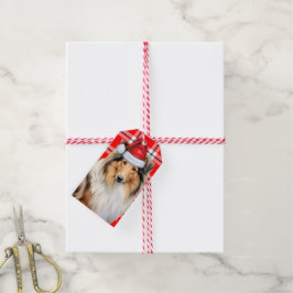 Helgdag Plade med en Collie Hund-jul Presentetikett