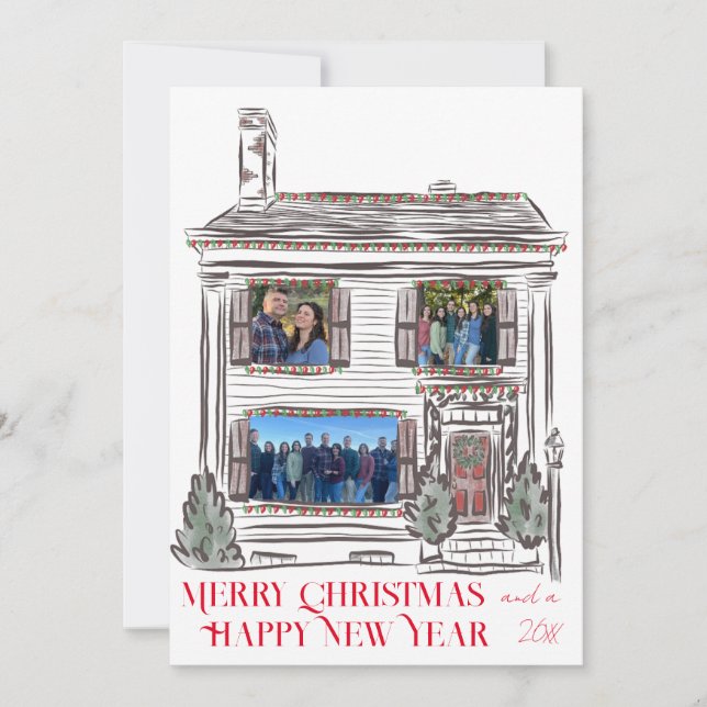 Helgdag platta julhuskort julkort (Framsida)