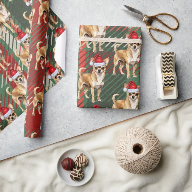 Helgdag Play Chihuahua Santa Hund jul Presentpapper (Hantverk)