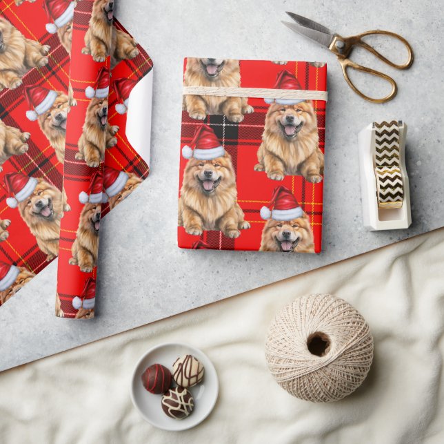 Helgdag Play Chow Chow Santa Hund jul Presentpapper (Hantverk)