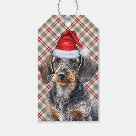Helgdag Play Wire Hair Dachshund Hund jul Presentetikett