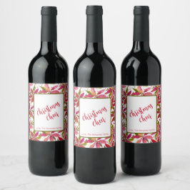 Helgdag Poinsettia jul Cheer Beverage Label Vinflaska Etikett