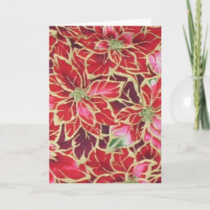 Helgdag Poinsettia Red Guld Rosa Burgundy-kort Helgkort