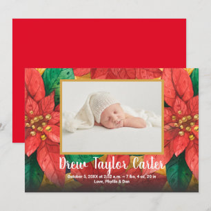 Helgdag Poinsettias Baby Photo Tillkännagivande fö