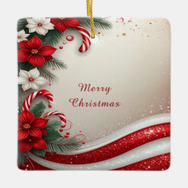 Helgdag Polkagrisar för julBlommigt Julgransprydnad Keramik